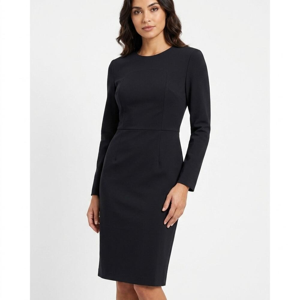 NWT Sergio Hudson Spandex Blend Black Sheath Knee Length Dress Women Size 4